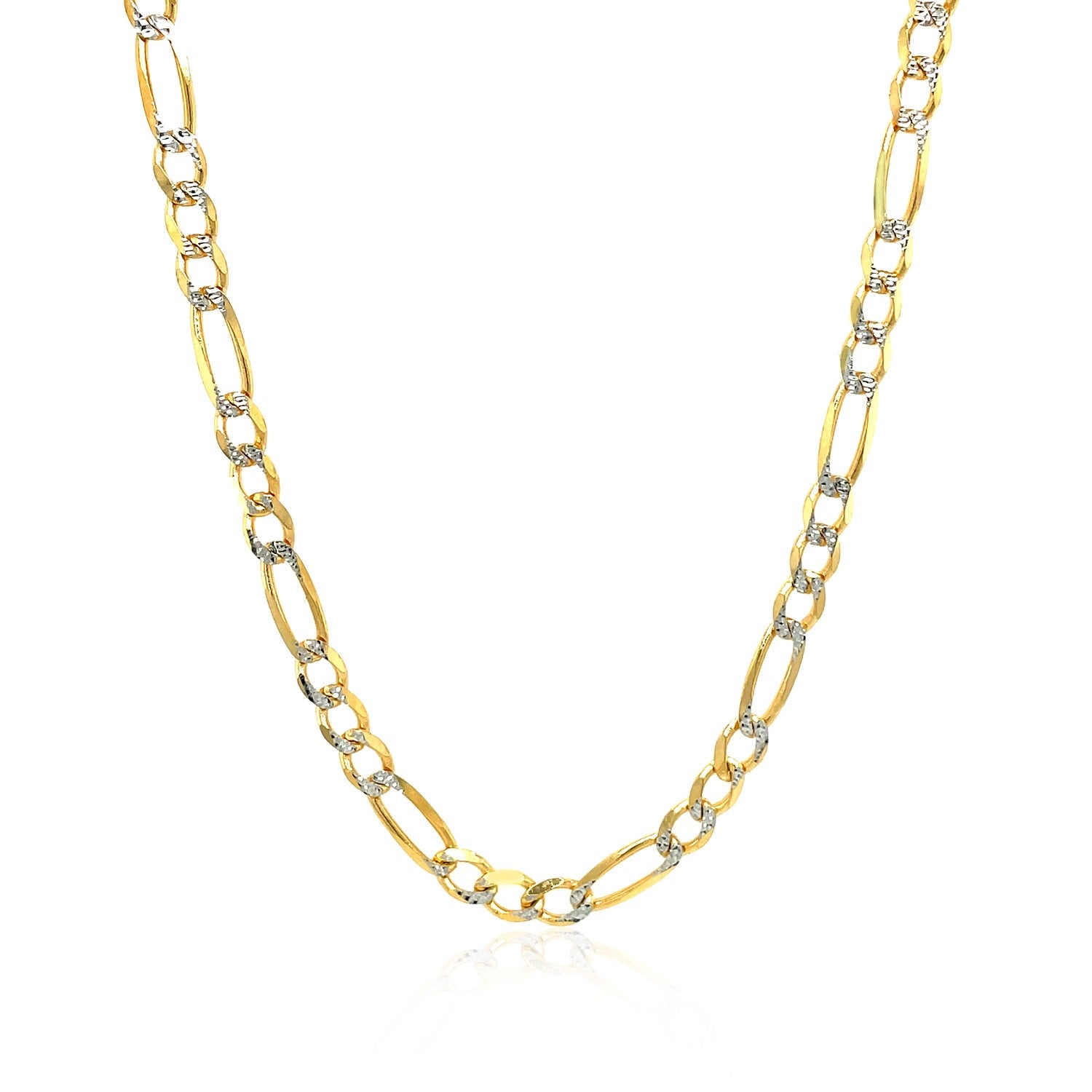 14K Yellow Gold Solid Pave Figaro Chain (3.80 mm) in a sleek high-contrast midnight luxury editorial style